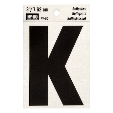 Hy-Ko 3In Reflective Letter K, 10PK B00462